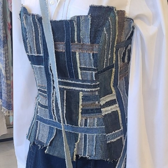 Upcycled by Biche de Bere Tops - Unique one of a kind Upcycled denim corsets